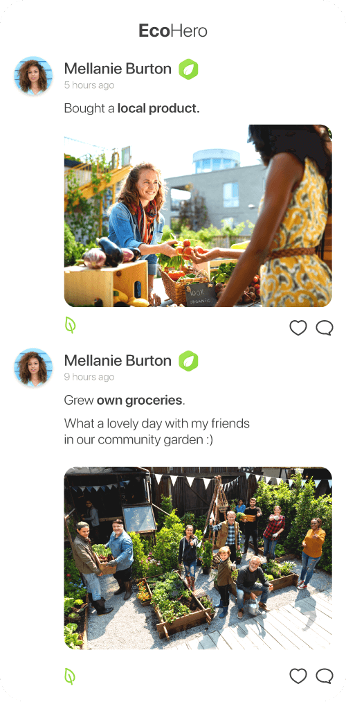 EcoHero user eco activities feed