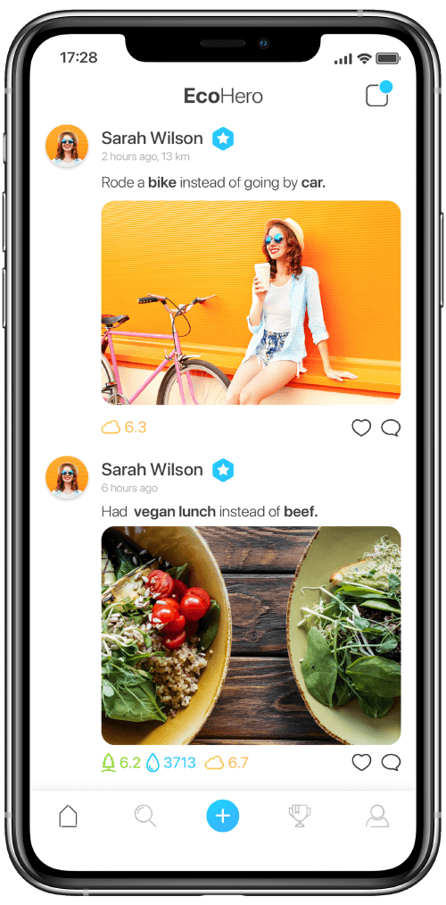 EcoHero user eco activities feed
