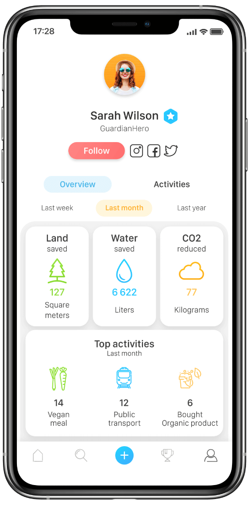 EcoHero user profile screen